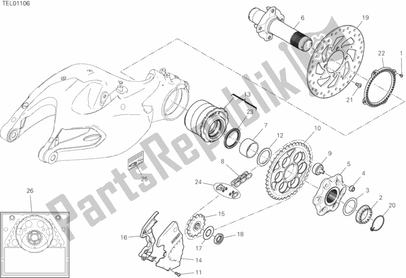 Todas las partes para Buje, Rueda Trasera de Ducati Multistrada 1260 S Pikes Peak USA 2020